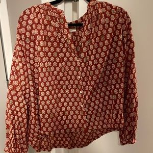 Doen Jane in Brick/Cream Flower Block Print size M